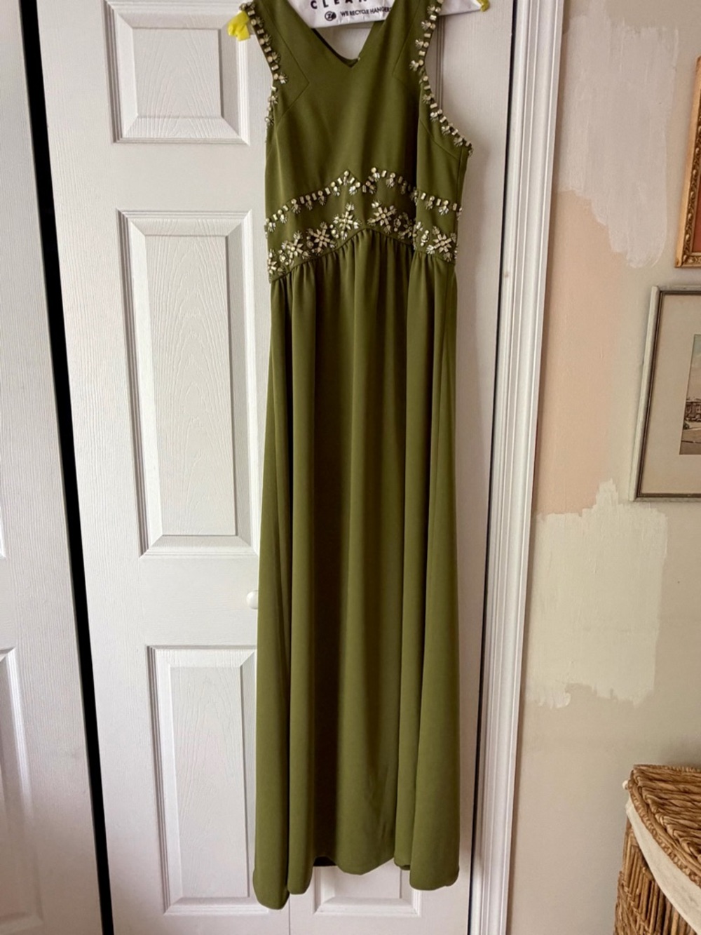 Tory Burch Olive Green Embellished Maxi Dress